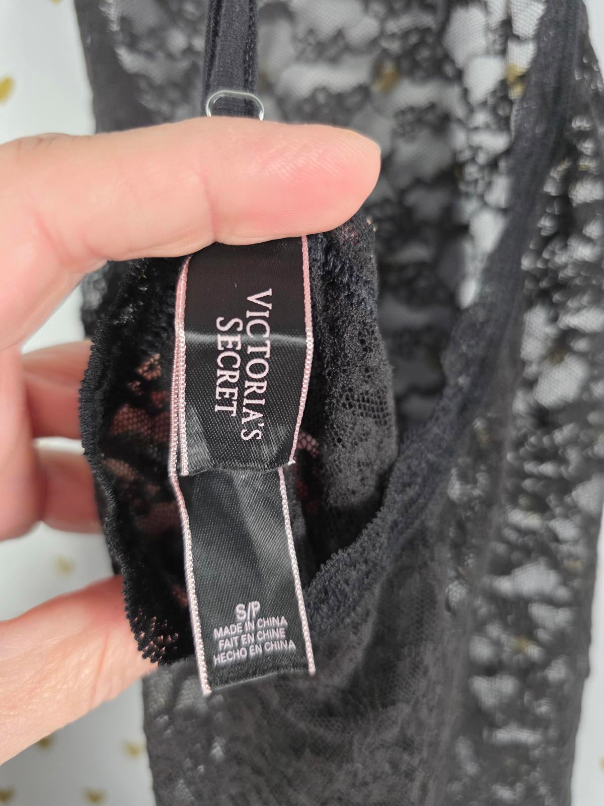 Victorias Secret black Lace Sheer sexy racerback nightie Lingerie Small