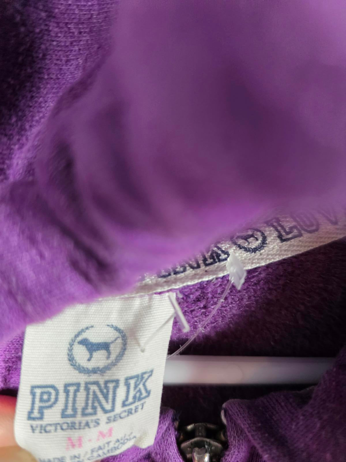 Victorias Secret Pink LOVE PINK 1986 Purple Hoodie Jacket Full Zip MEDIUM