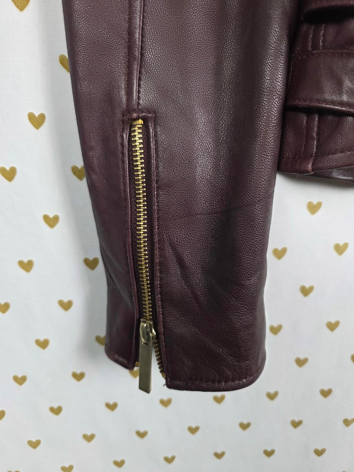 Victoria's Secret SUPER SOFT 100% Leather Motorcycle Moto Jacket Maroon SMALL