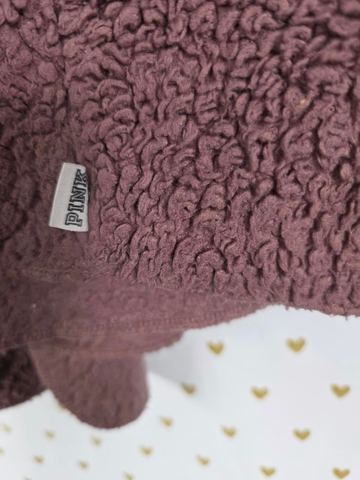 Victorias Secret Pink Fuzzy Teddy Bear Sweater Jacket XS SMALL Oversized