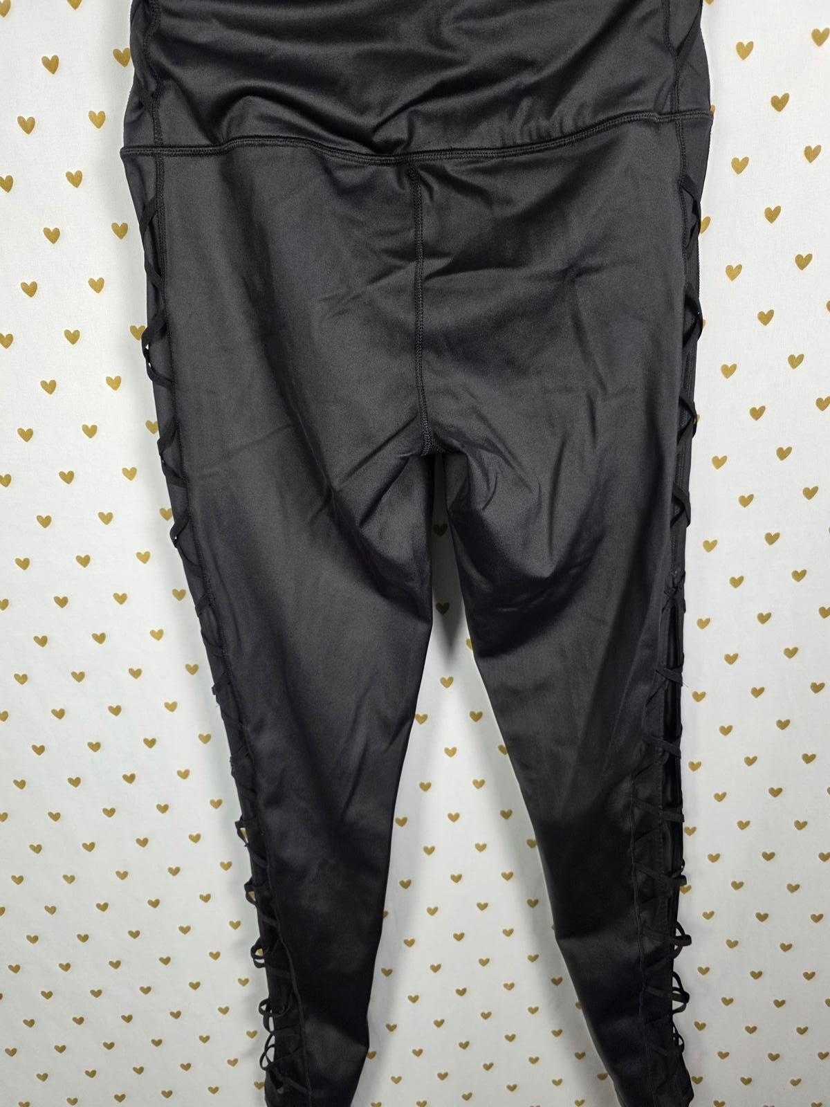 Victorias Secret SPORT Black Wet Look Yoga Active Pants Leggings SMALL