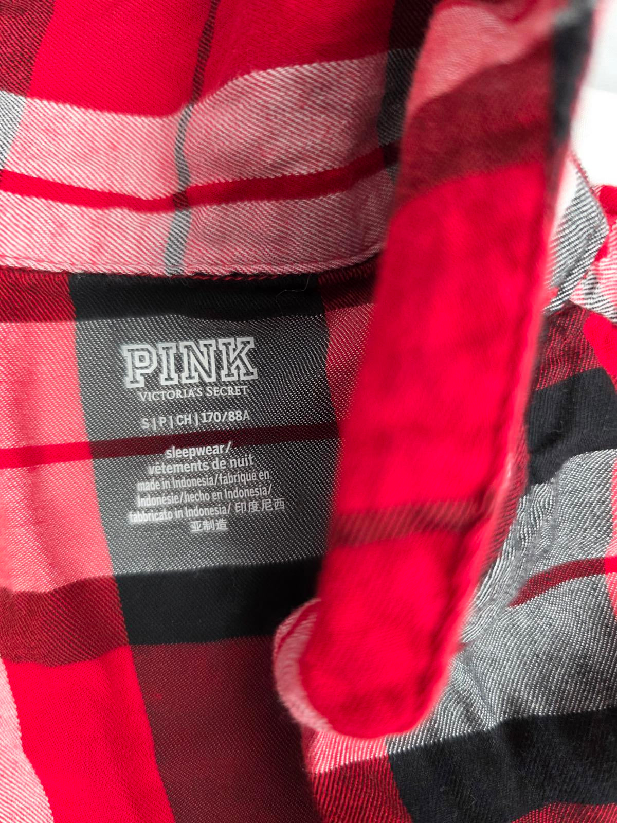 Victorias Secret lot of 2 SMALL Long sleeve Sleep Tops Plaid Shirts Pajama PJ