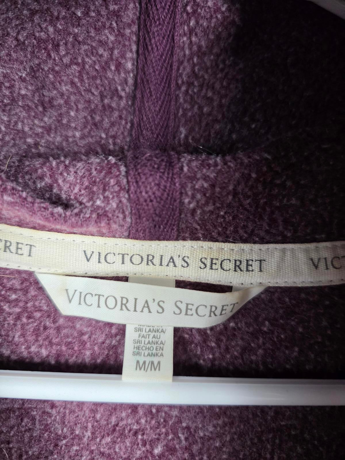 Victorias Secret BLING HEART Full Zip HTF hoodie Maroon Jacket MEDIUM