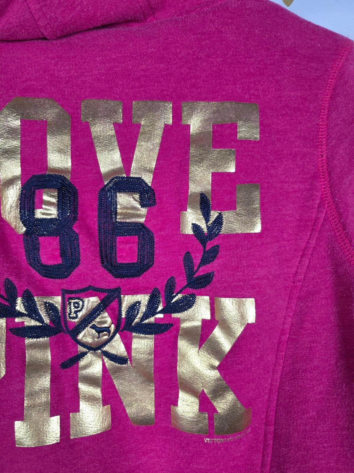Victorias Secret Pink GRAIL FUR Lined LOVE Hoodie Double Breasted Y2K VTG jacket