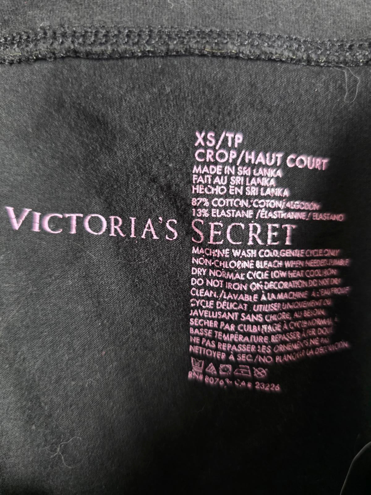 VICTORIAS SECRET ANGEL WINGS Sequin Glitter Capri xs Legging Black FOLDOVER Yoga