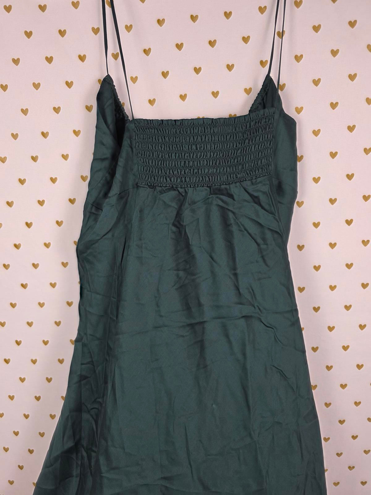 Victorias Secret PINK GREEN New NWT Tencel Sexy Satin Dress Tie Front $35
