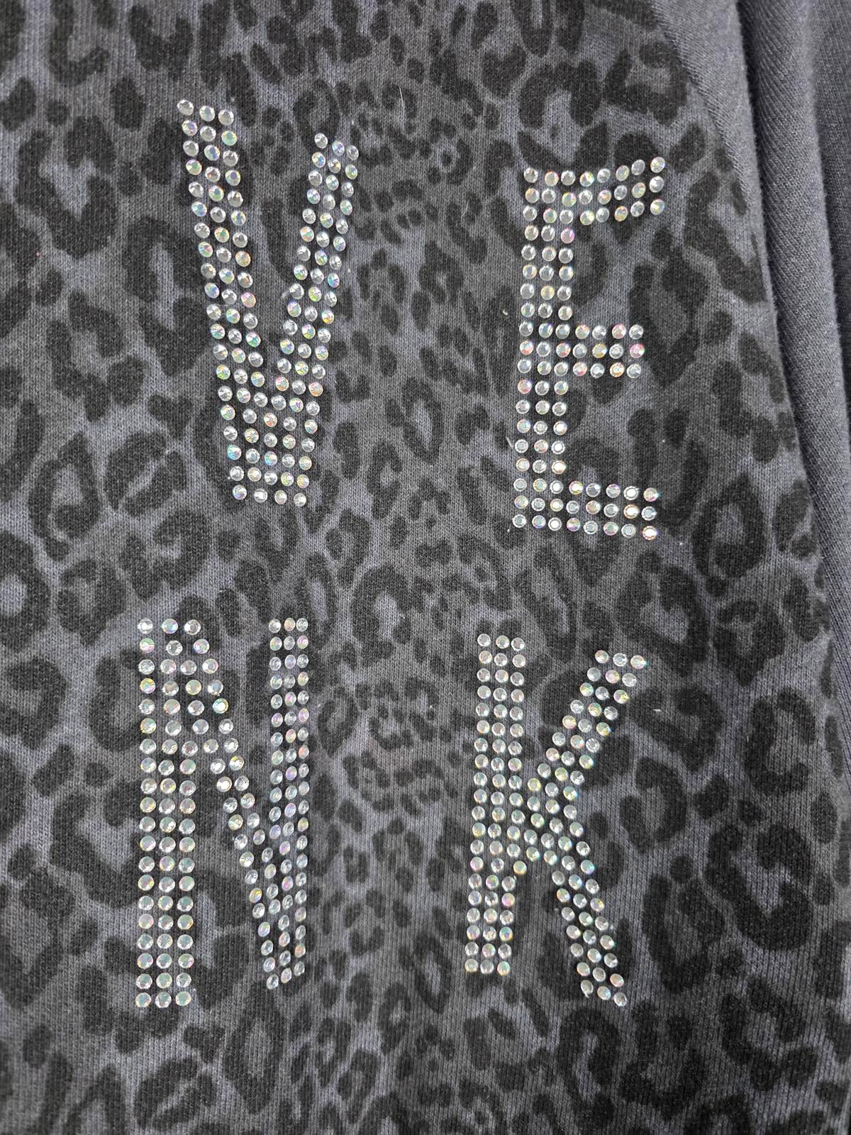 Victorias Secret Pink BLING CHEETAH LEOPARD Logo Varsity Bomber LARGE