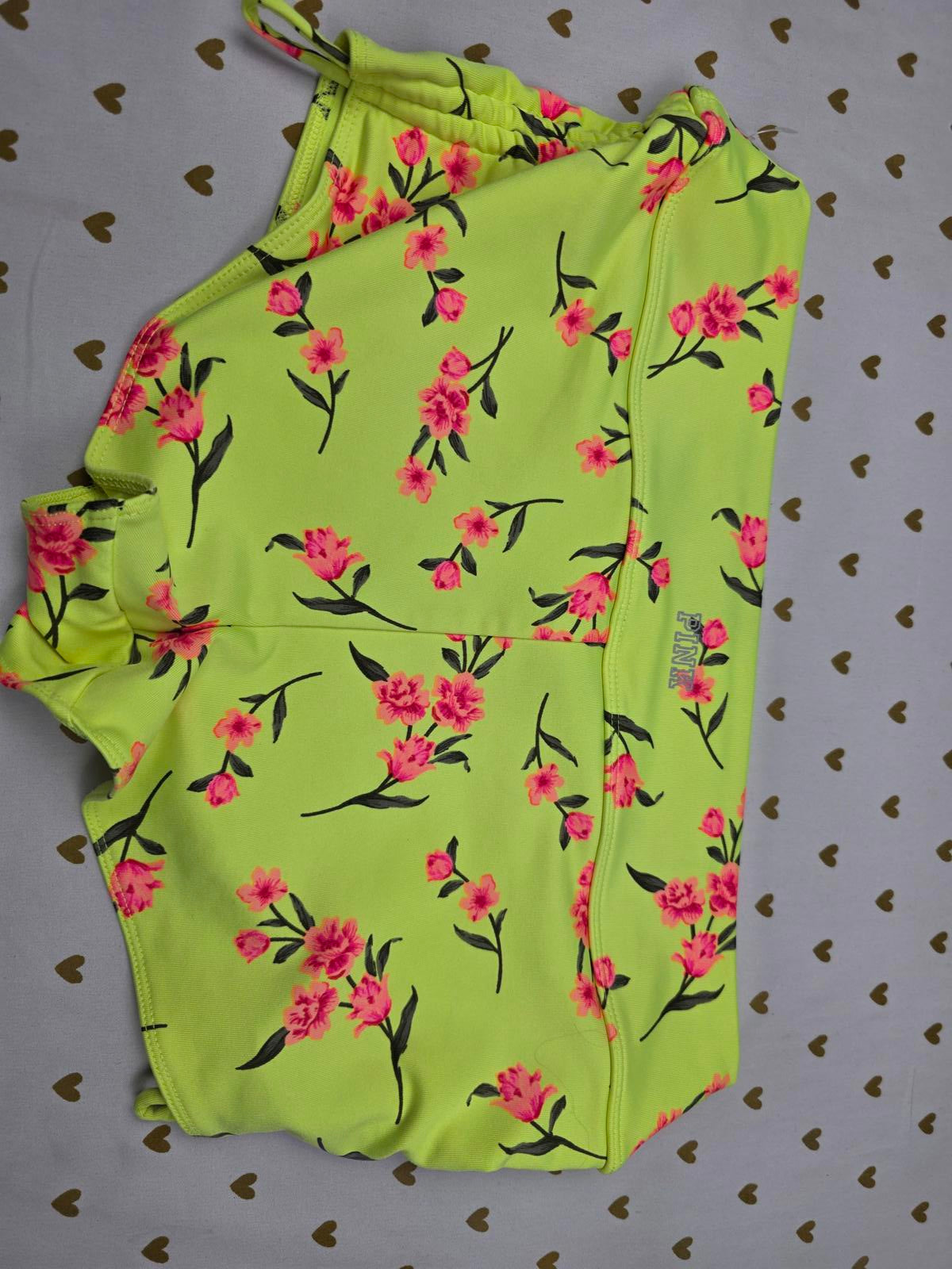 Victorias Secret PINK Neon Floral GYM TO SWIM Shortie Shorts Swim Bottoms LARGE