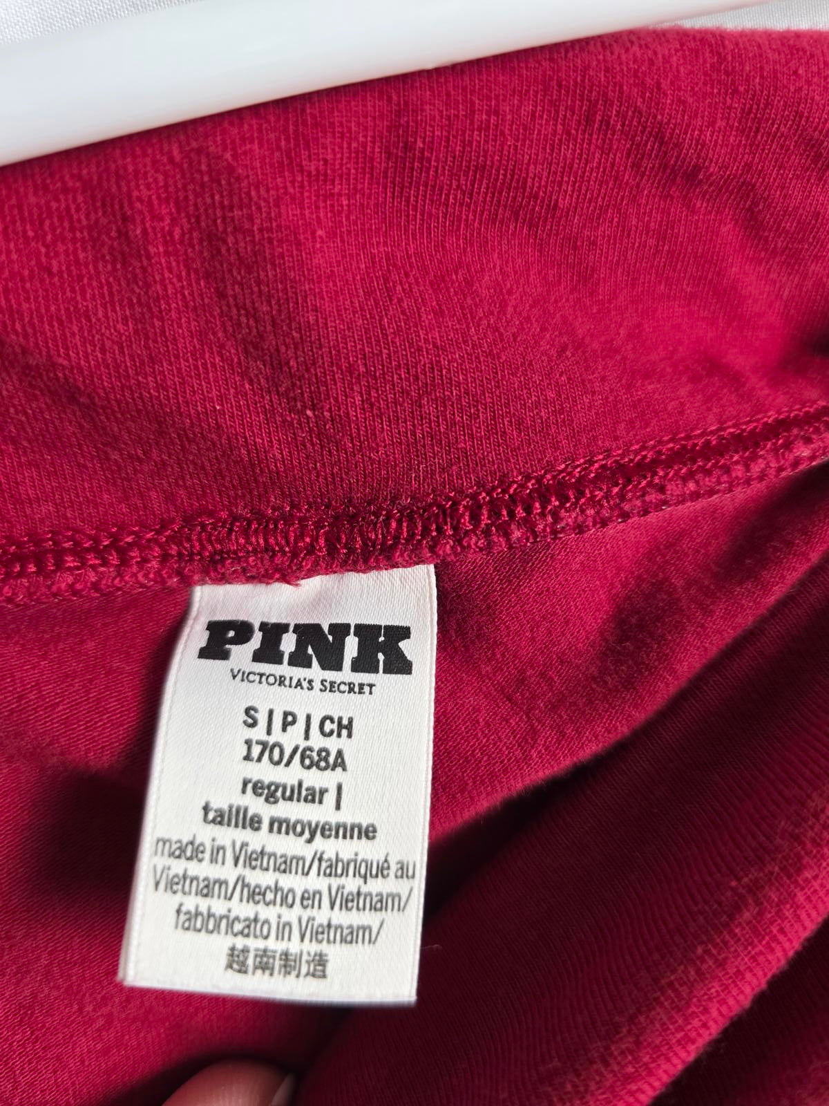 Victorias Secret PINK Red FOLDOVER Skinny Yoga Pants I LOVE YOU Small