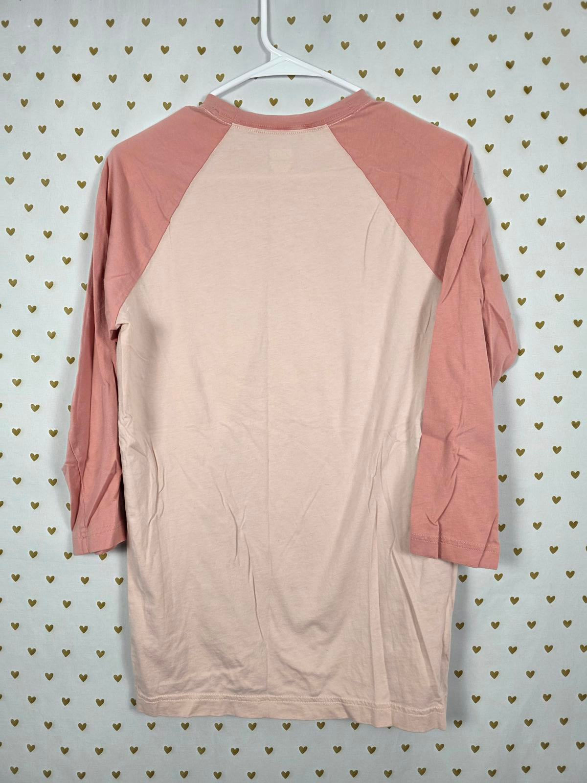 Victorias Secret PINK Raglan Logo Tee Shirt Peach XS