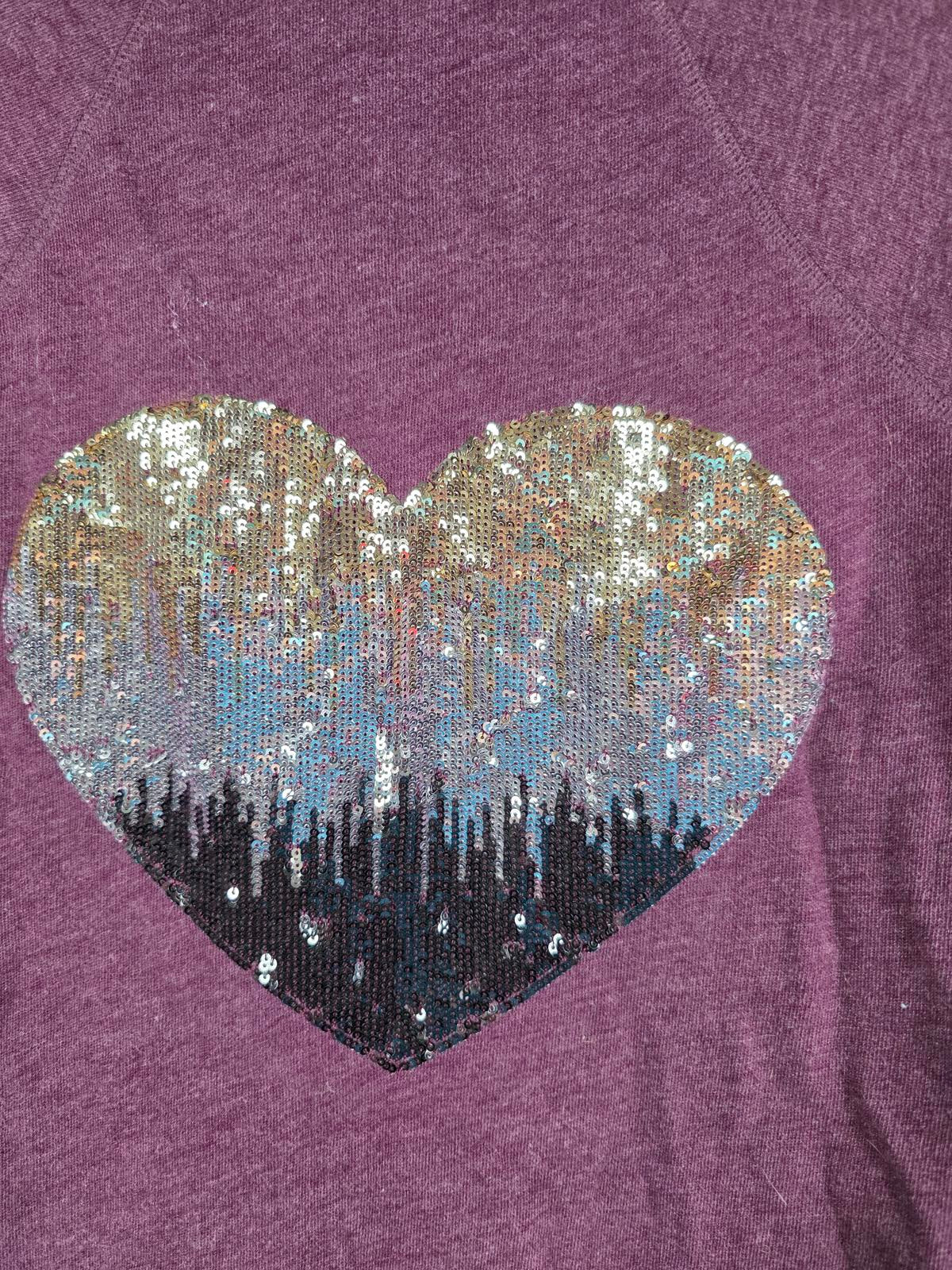 Victorias Secret Bling heart sequined Jacket WINGS Hoodie HTF XS
