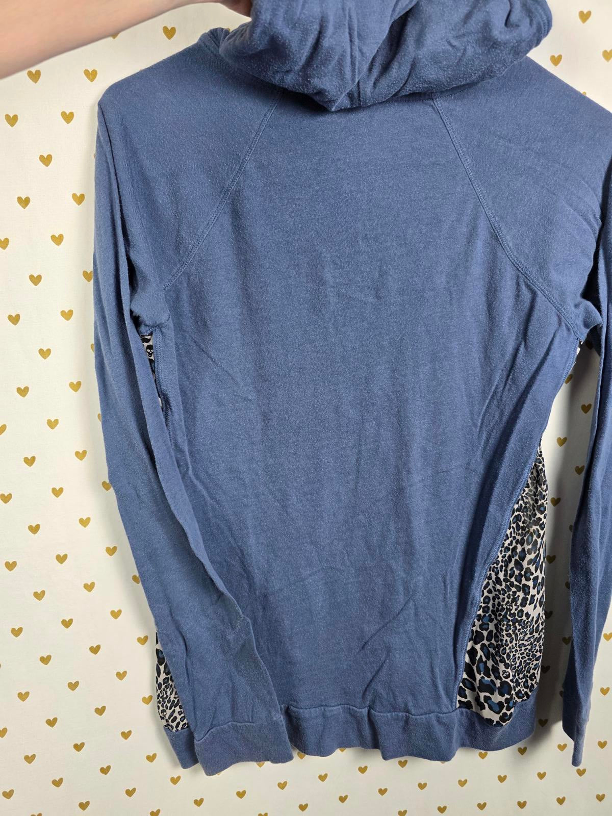 Victorias Secret Pink SKULLS Cheetah Leopard Hooded Long sleeve Tee Sheer SIdes