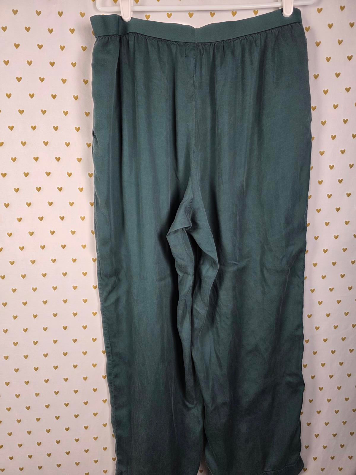 Victorias Secret PINK Green Silky Sleep Shine Long Pajama Set Bling XL 2pc