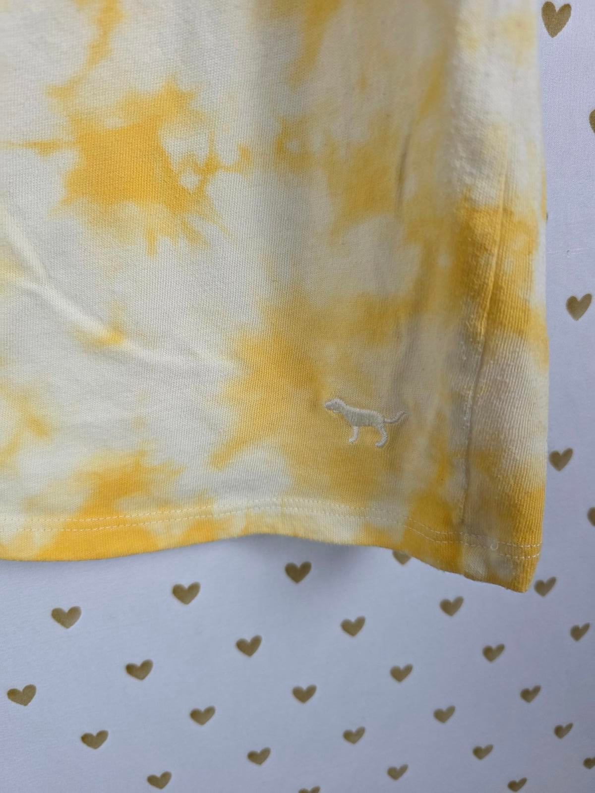 Victorias Secret PINK Yellow Tye Dye Tee shirt Medium