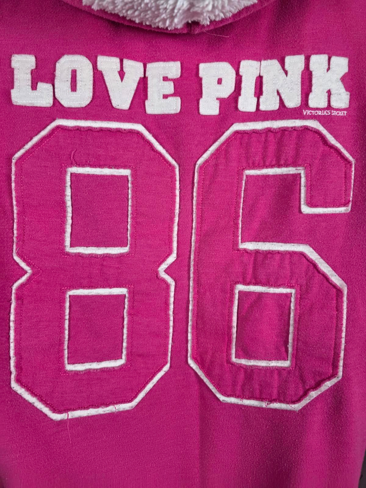 Victorias Secret Pink VINTAGE Embroidered LOVE Hoodie Y2k FUR LINED Small