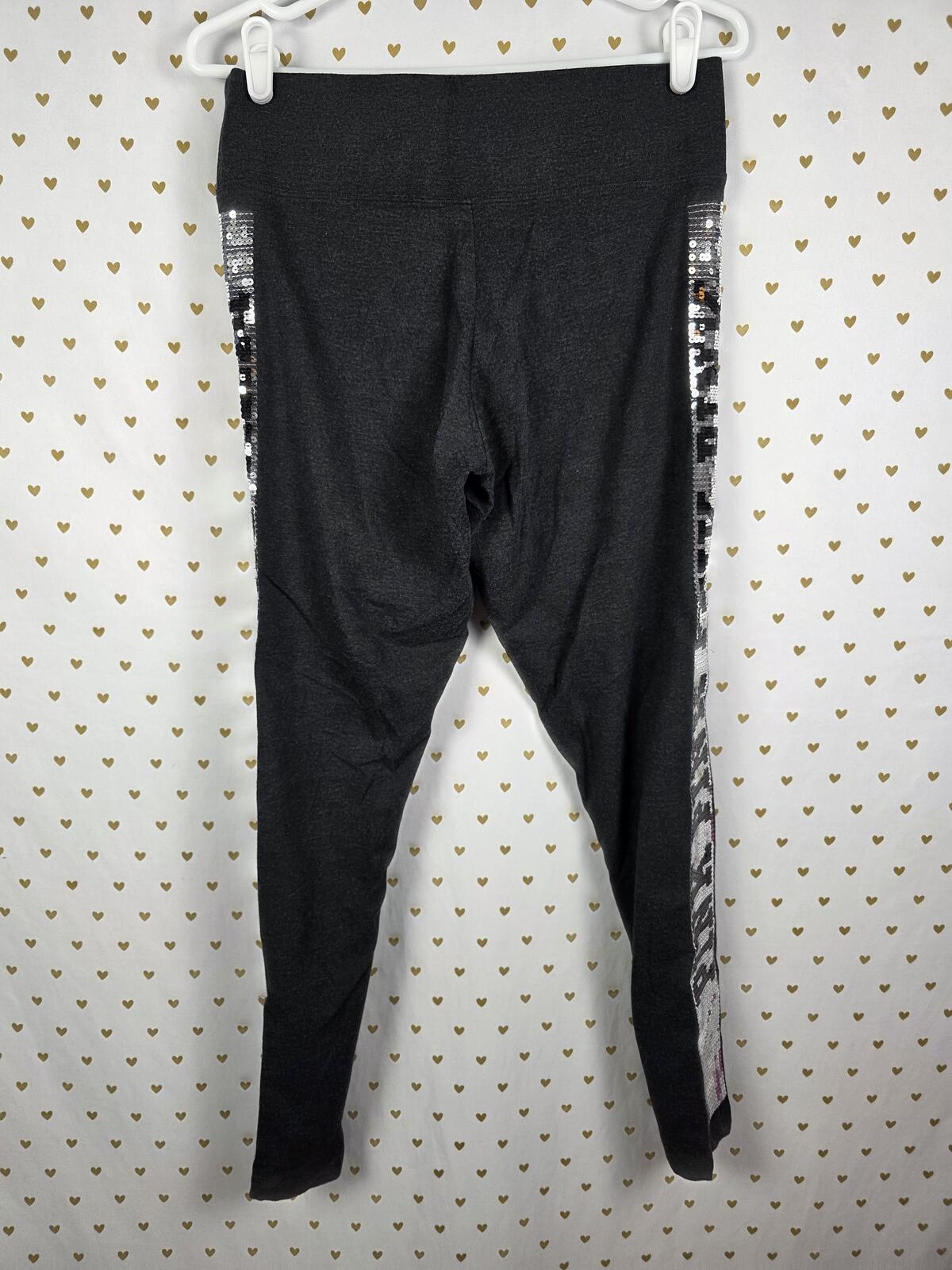 Victorias Secret PINK BLING STRIPE Yoga Pants Full Length Sequined Leggings LRG