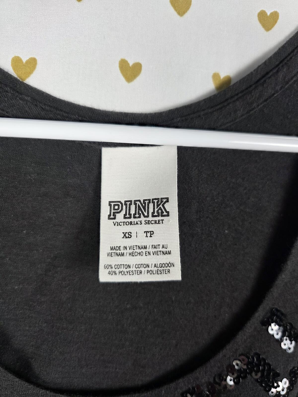Victorias Secret PINK BLING Chevron Black Tank Top Sequined XS
