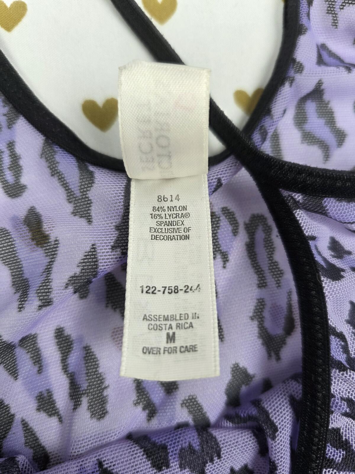 Victorias Secret VINTAGE Heart Label Purple Leopard Cheetah Mesh Slip Dress MED