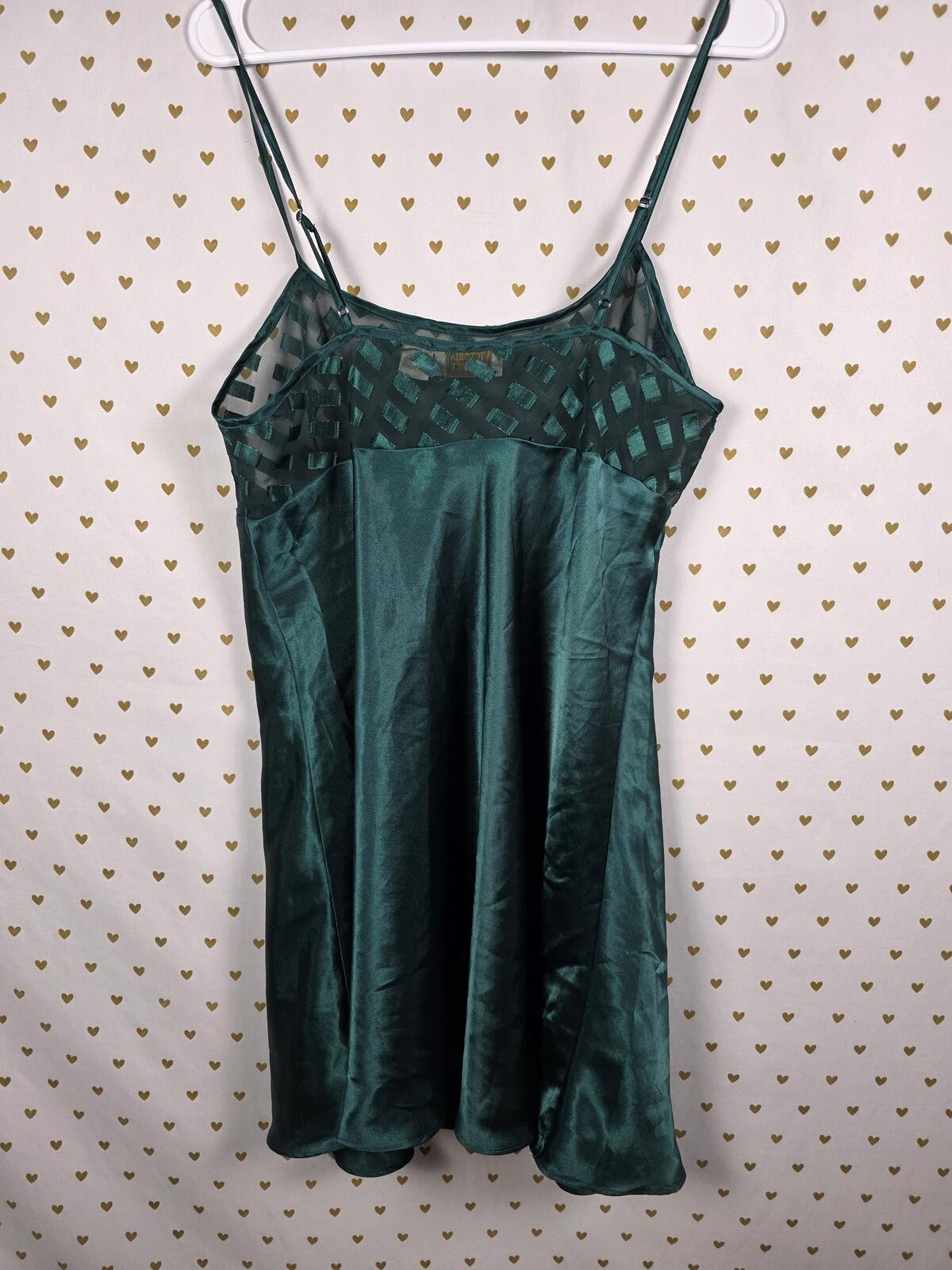Victorias Secret Gold Label GREEN Sheer Top Slip Dress Satin Vintage LARGE