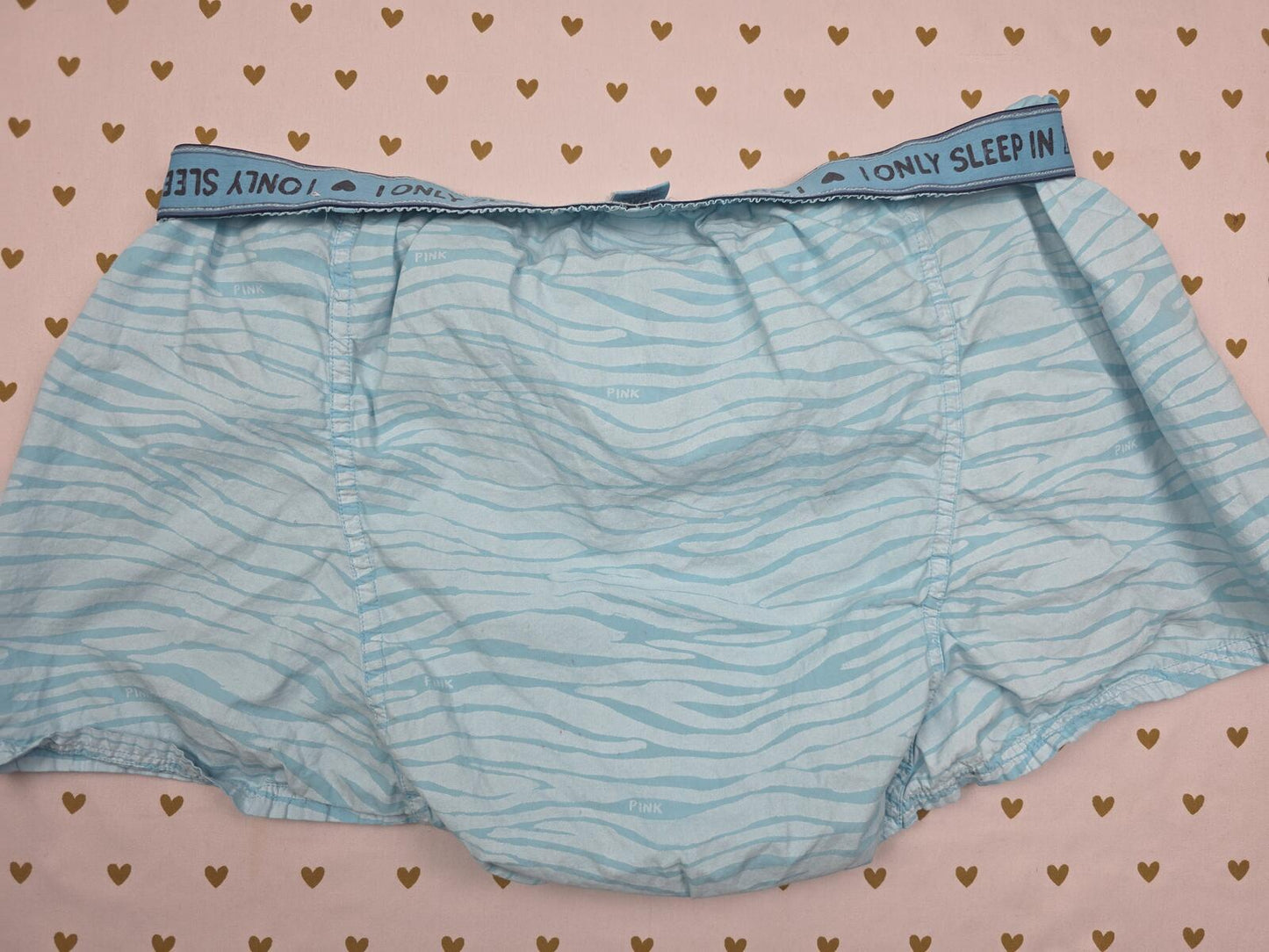 Victorias Secret PINK VINTAGE Diaper Butt Boyfriend ZEBRA Shorts Boxers Pajama L