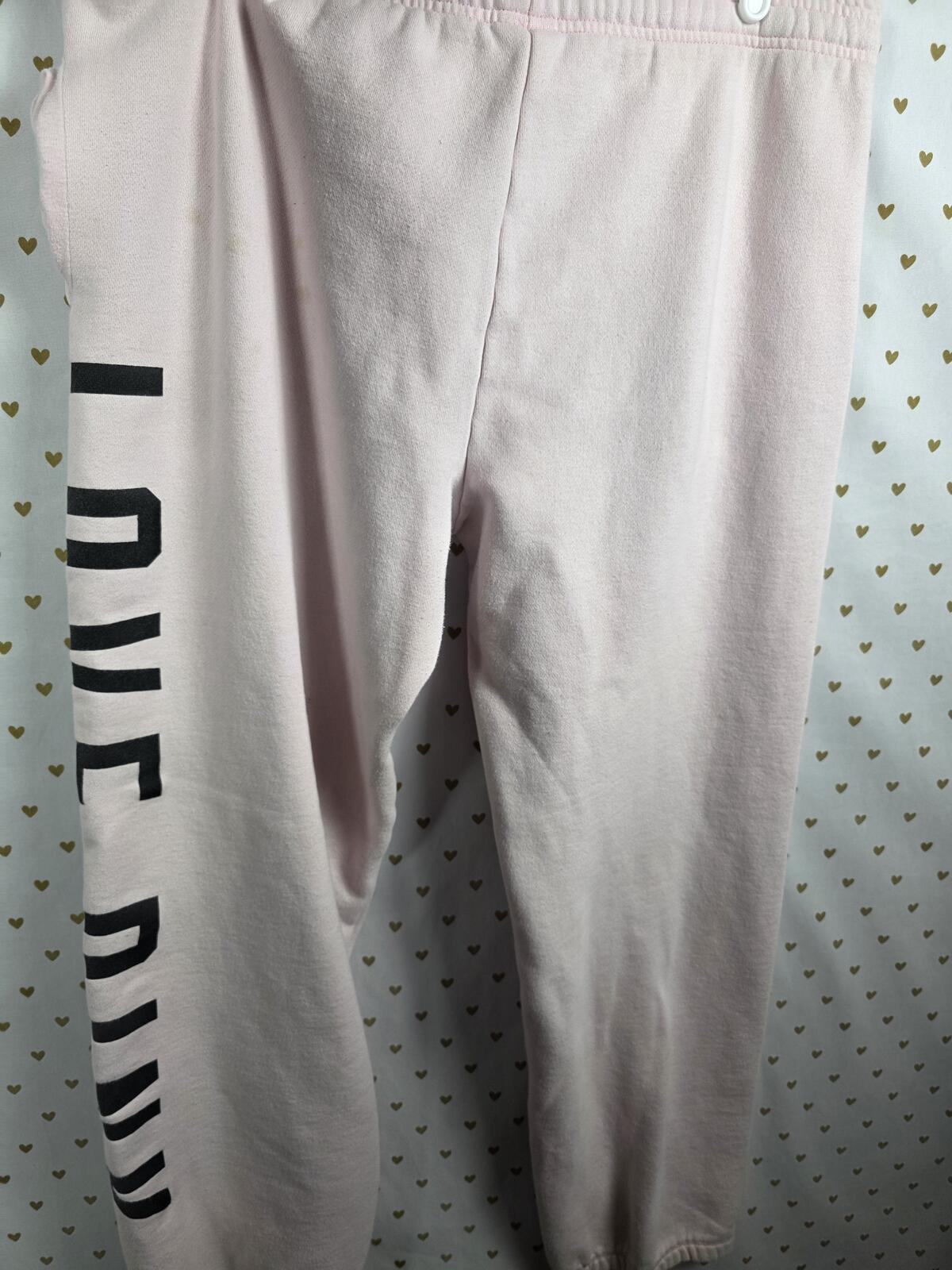 Victorias Secret PINK LOVE Heart Logo Sweatpants Joggers Sweats MEDIUM