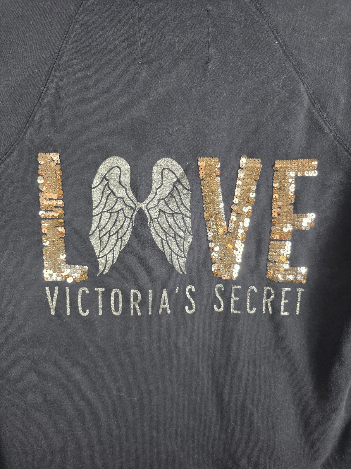 Victorias Secret WINGS Bling LOVE Sequined Full Zip Hoodie Jacket MEDIUM