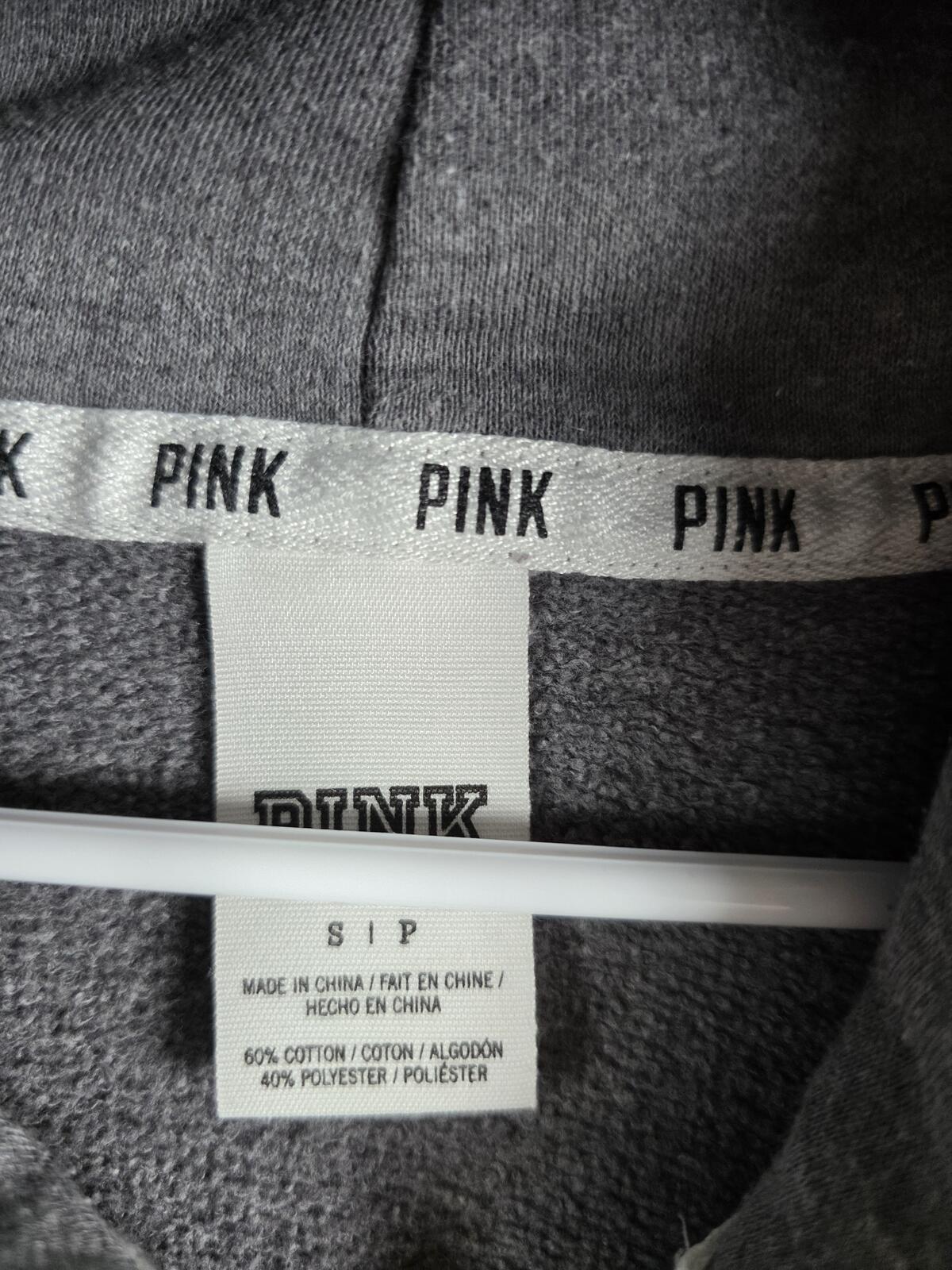 Victorias Secret Pink BLING Sequined Logo Full Zip Hoodie Jacket SMALL