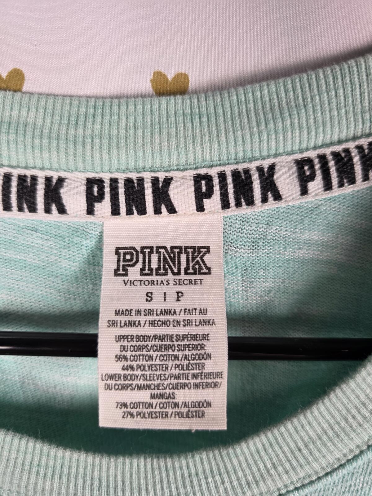 Victorias Secret Pink Neon Geometric Sweater Shirt Mint Oversized Small
