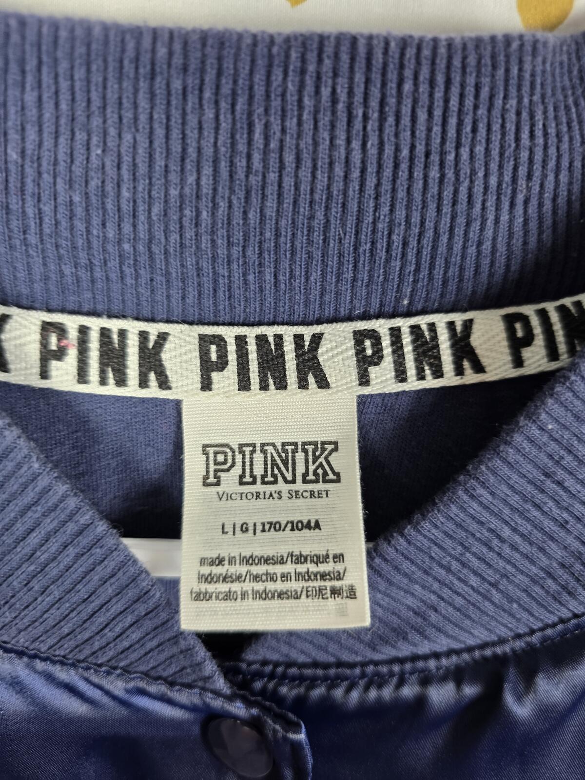 Victorias Secret Pink PATRIOTIC USA 'MERICA Bomber Jacket SATIN LARGE
