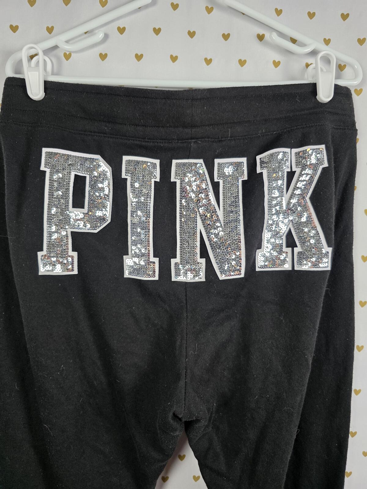 Victorias Secret PINK BLING LOGO BUTT Joggers Sweatpants Sweats LARGE