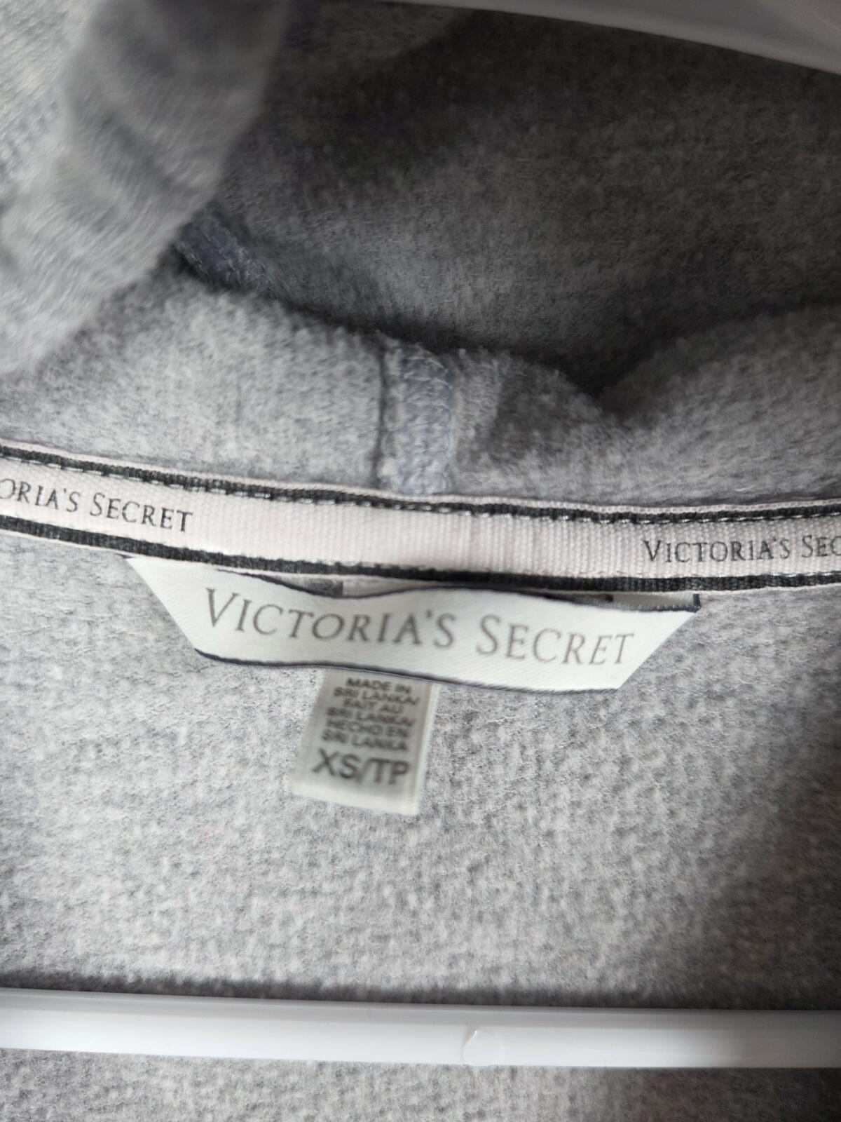 Victorias Secret WINGS Logo Hooded Jacket Full Zip Grey XS