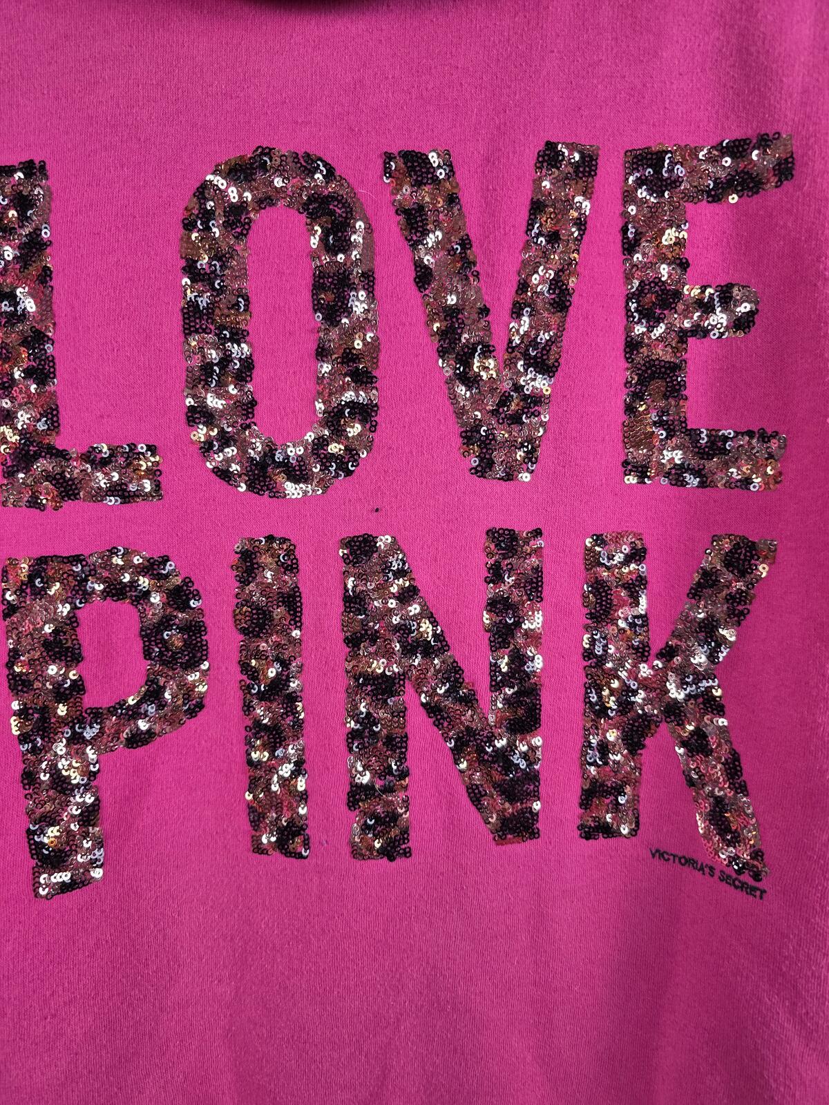 Victorias Secret Pink FUR LINED GRAIL CHEETAH BLING Hoodie Jacket Y2k MEDIUM