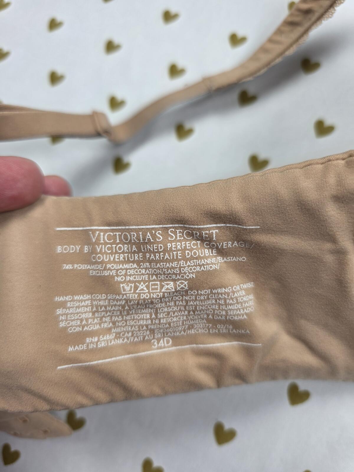 Victoria's Secret Beige Lined Perfect Coverage Bra 34D