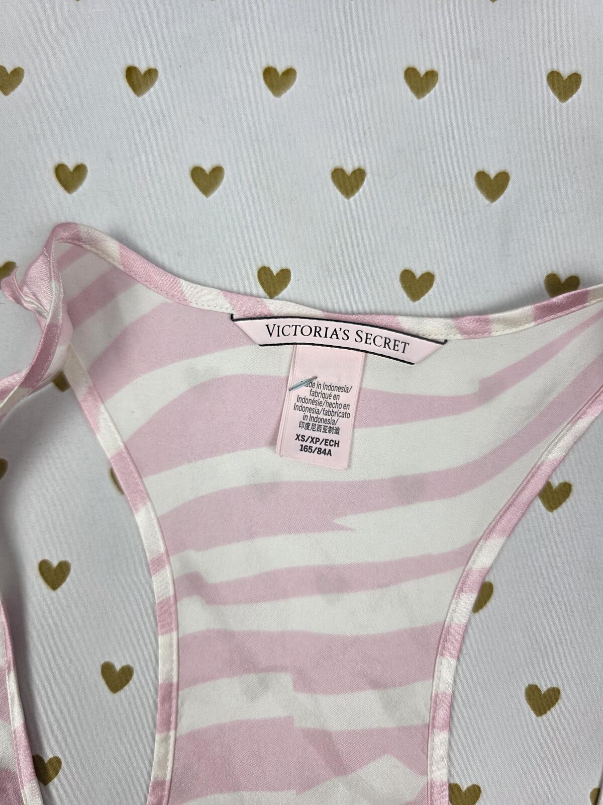 Victorias Secret Satin Silky Zebra Stripe Pink Tank Top Babydoll Muscle Tee XS
