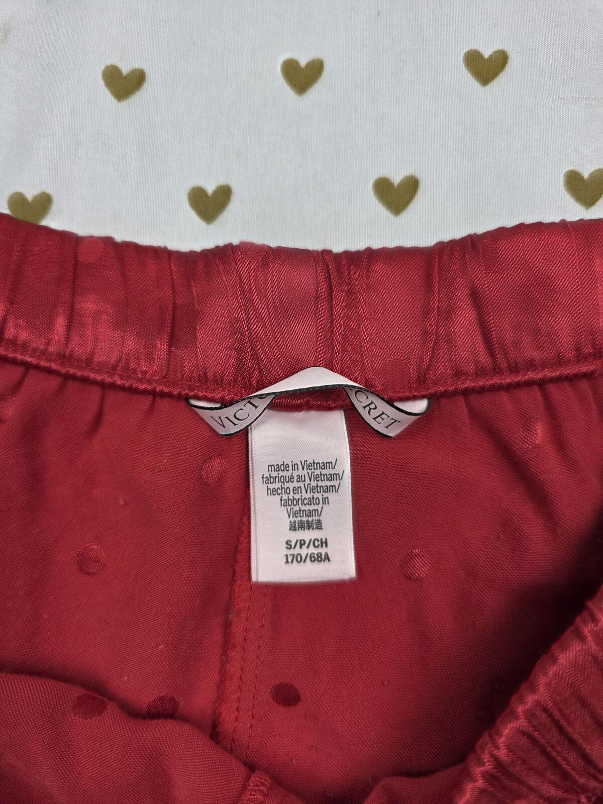 Victorias Secret Red Satin Polka Dot Small Sleep Shorts Boxers Pajama Bottoms