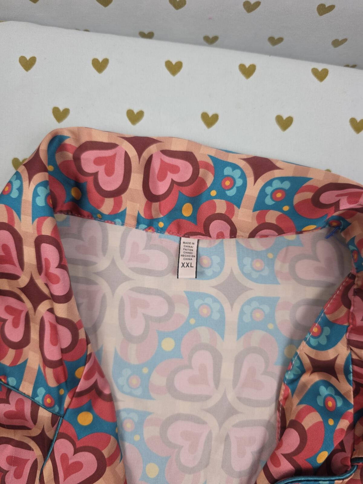 Victorias Secret Satin Pattern Button Up Sleep Shirt Top 2XL XXL