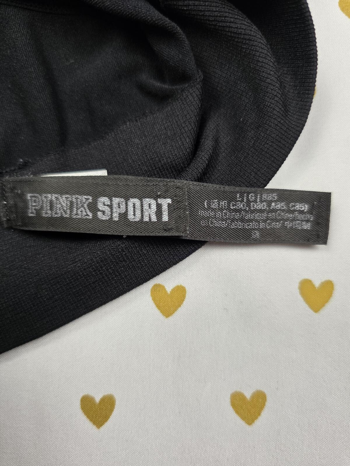 Victorias Secret Pink Black Sports Bra LARGE Bralette Bra Top Tank