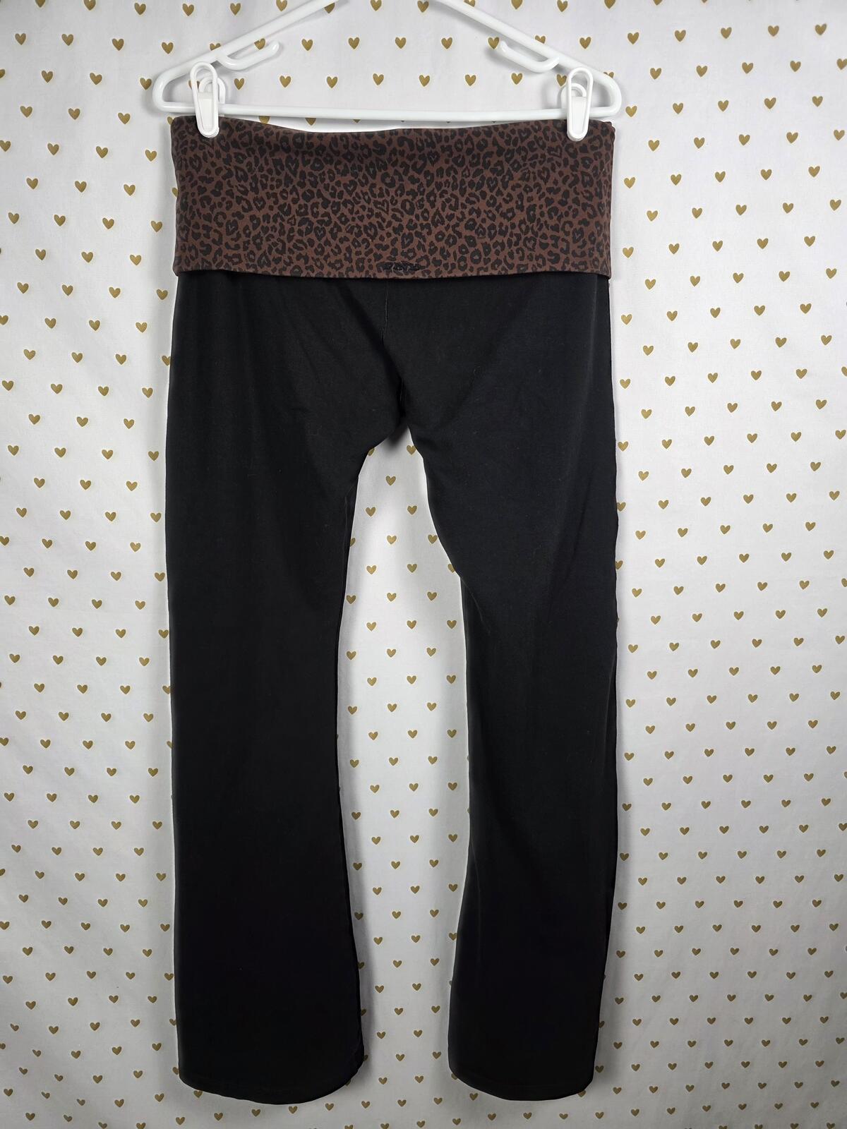 Victorias Secret PINK CHEETAH LEOPARD Foldover Yoga Pants Flared LARGE