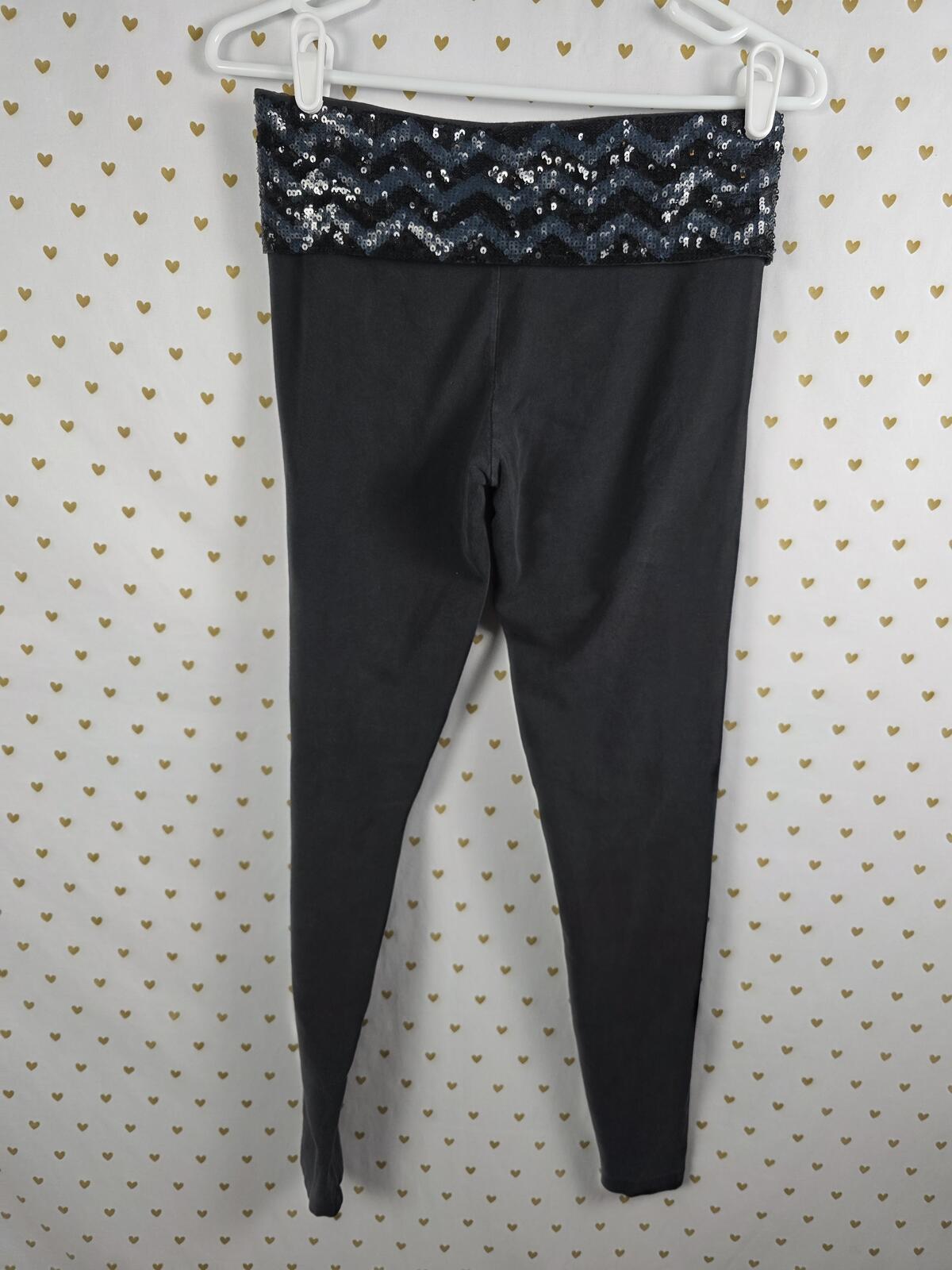 Victorias Secret PINK BLING SEQUINED CHEVRON Foldover Yoga Pants Y2k SMALL