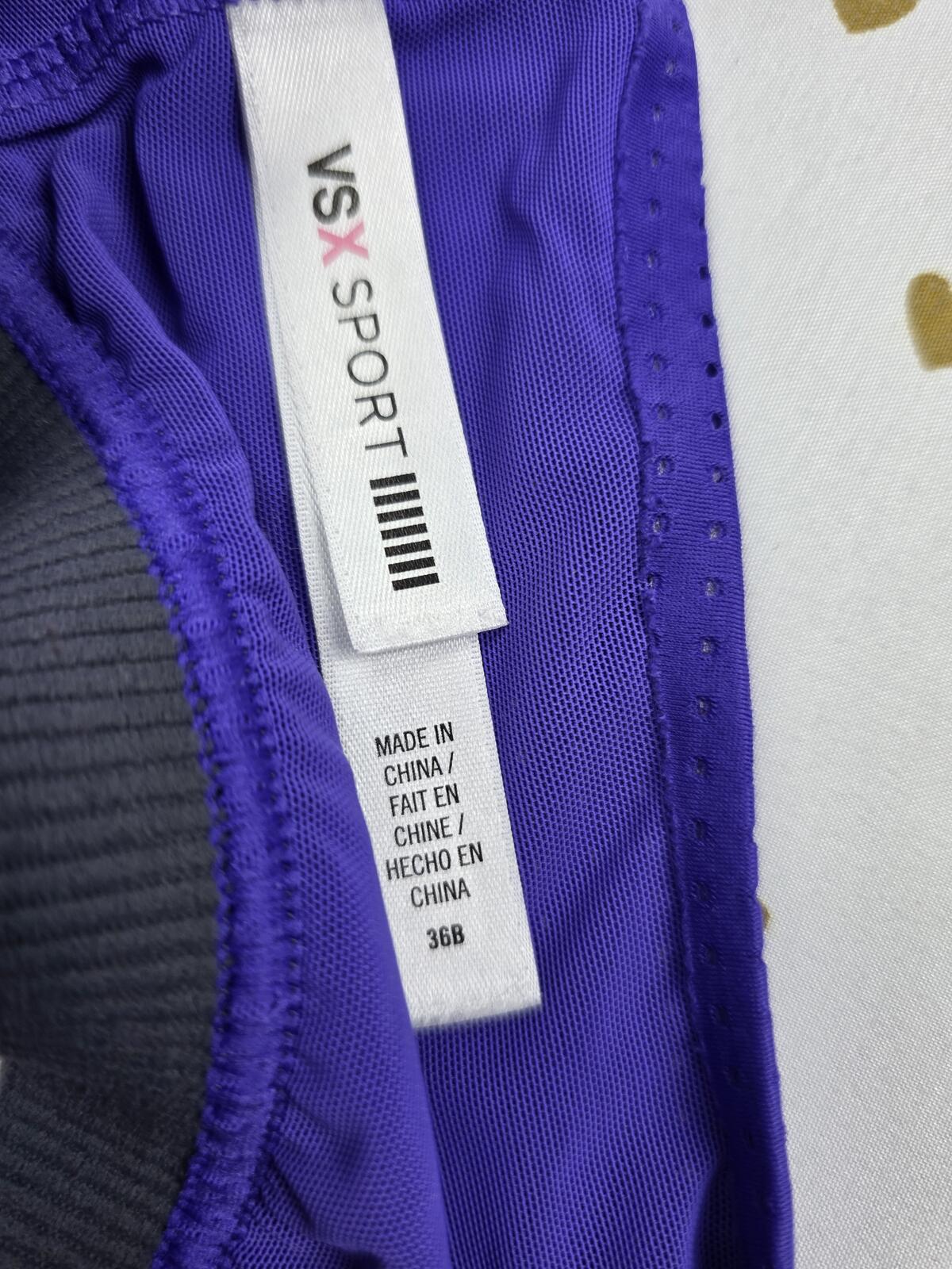 Victorias Secret Purple Vented Sports Bra Exercise Support Tank Top Active 36B