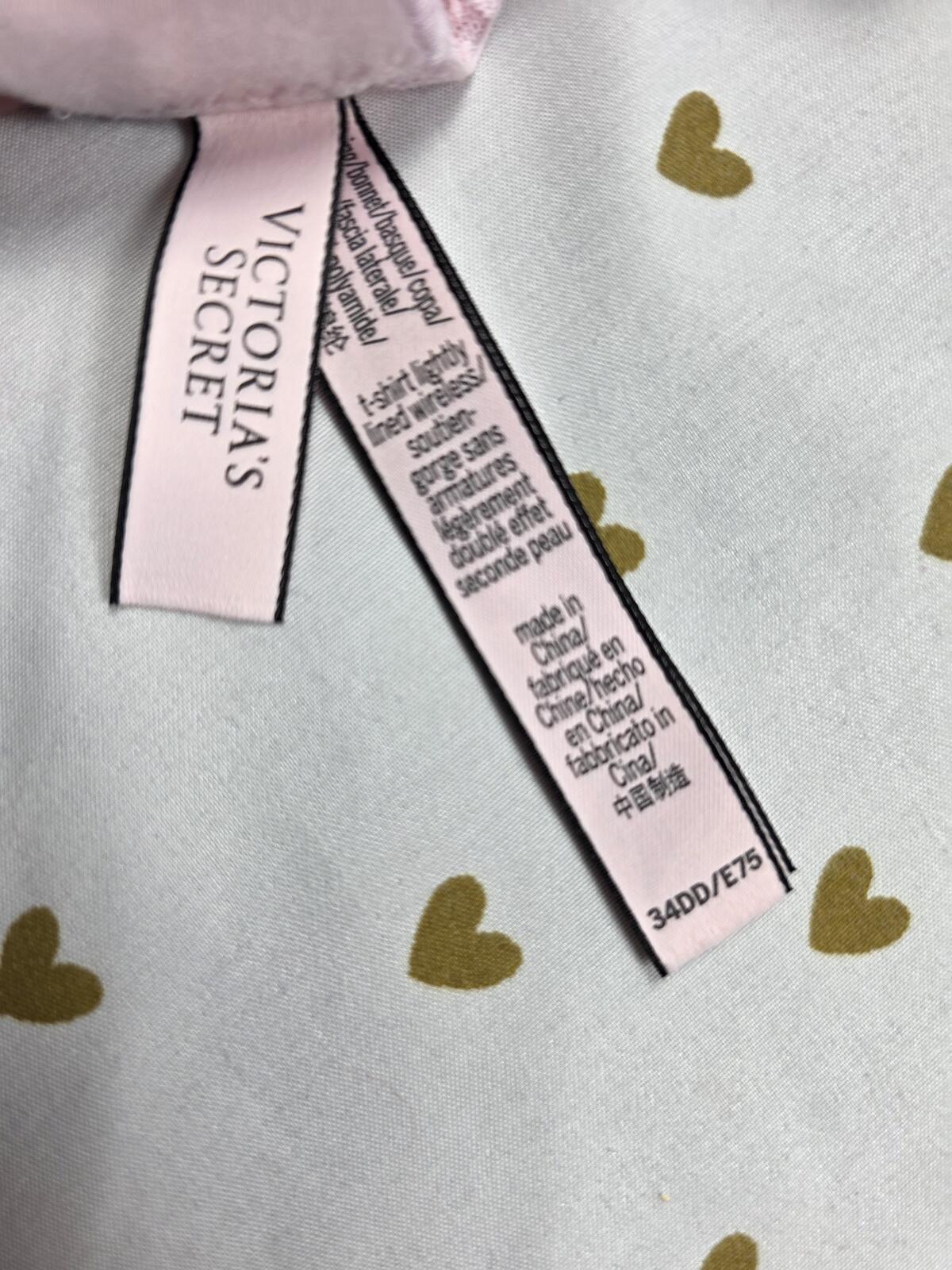 Victorias Secret Logo Strap Wireless No Wire T Shirt Lightly Lined Bra 34DD