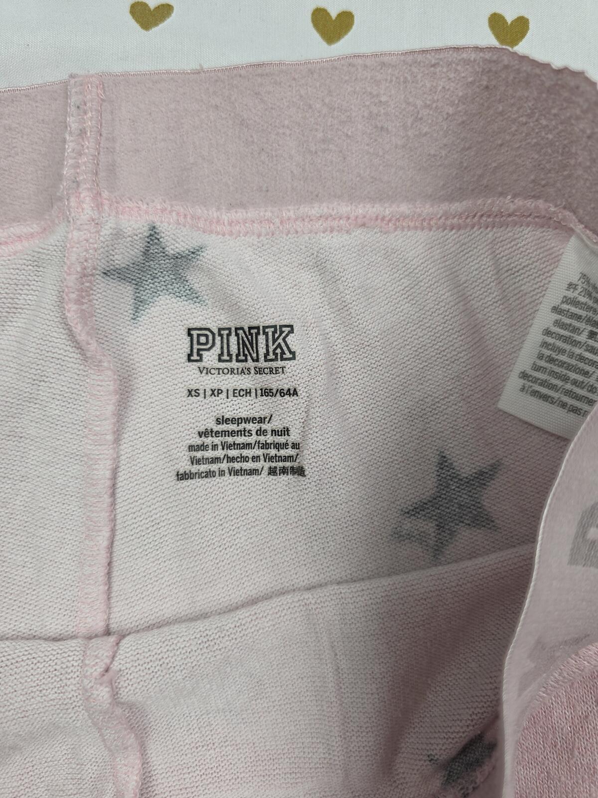 Victorias Secret PINK Waffle Knit Sleep Pants Tapered Stars Pajama PJ Bottoms xs