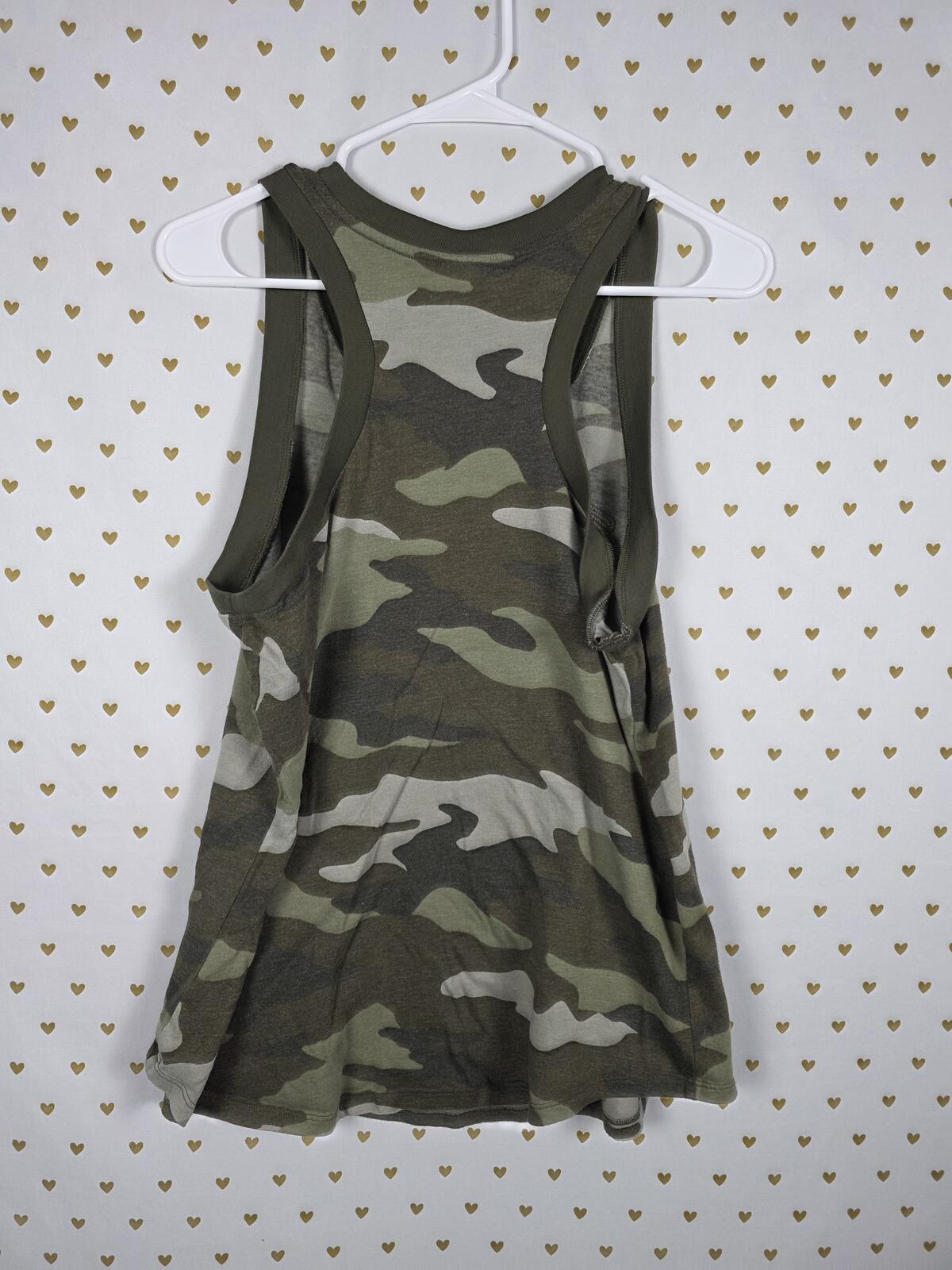 Victorias Secret PINK Camo Camouflage BLING Gold Tank Top Green MEDIUM