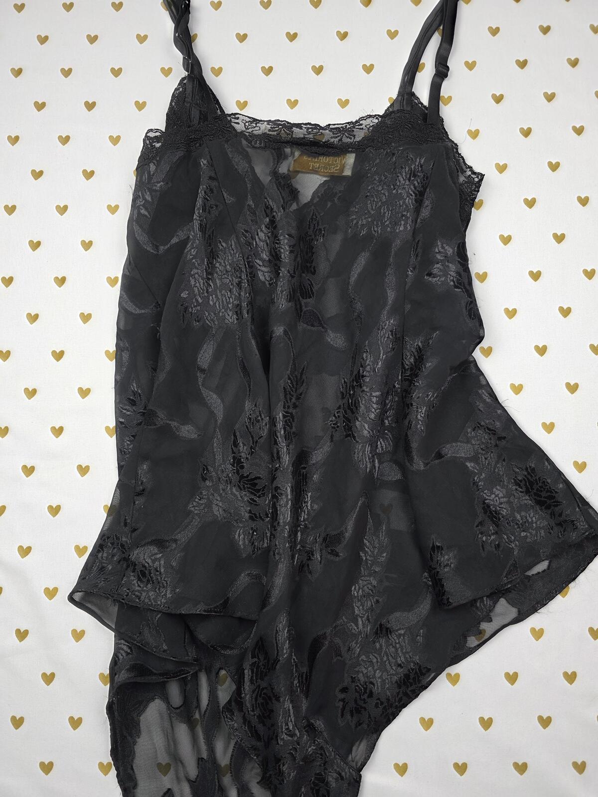 Victorias Secret Vintage GOLD LABEL Teddy Satin LARGE Silky Bodysuit Lingerie