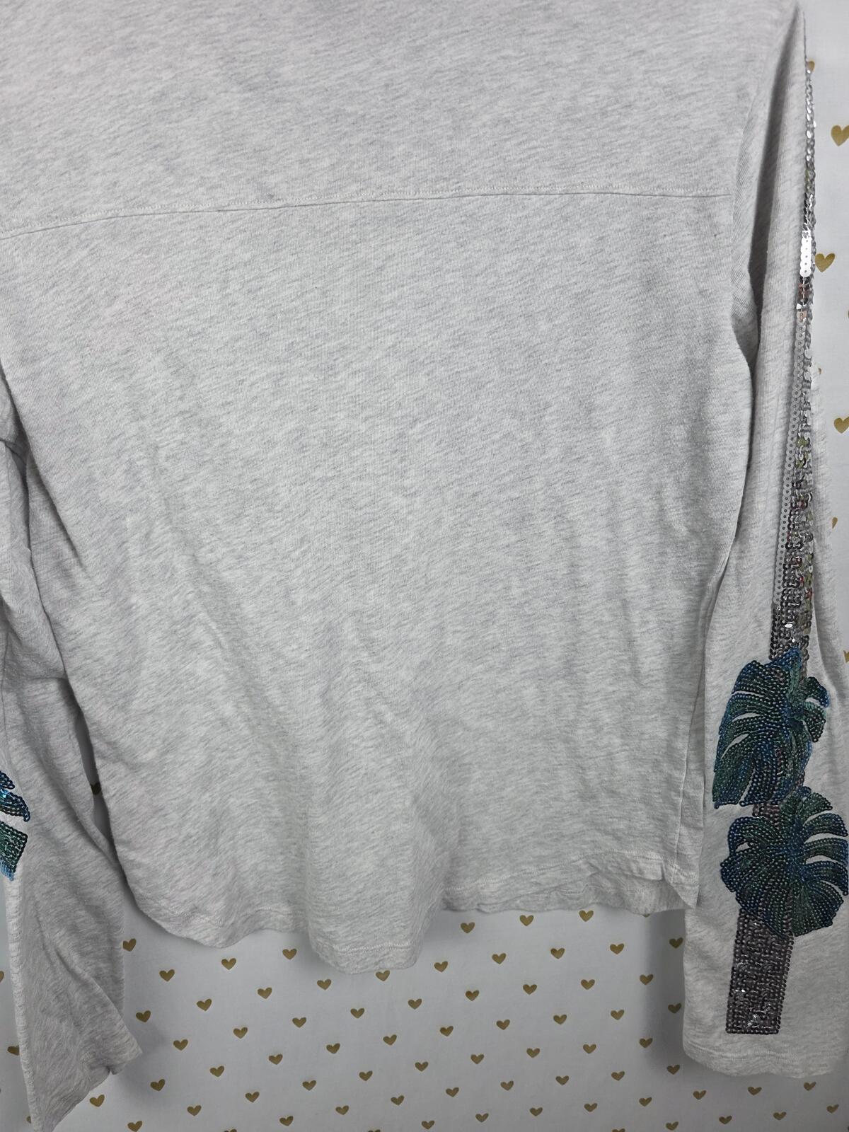 Victorias Secret PINK Rare Palm BLING Sequined Long Sleeve Tee shirt XS