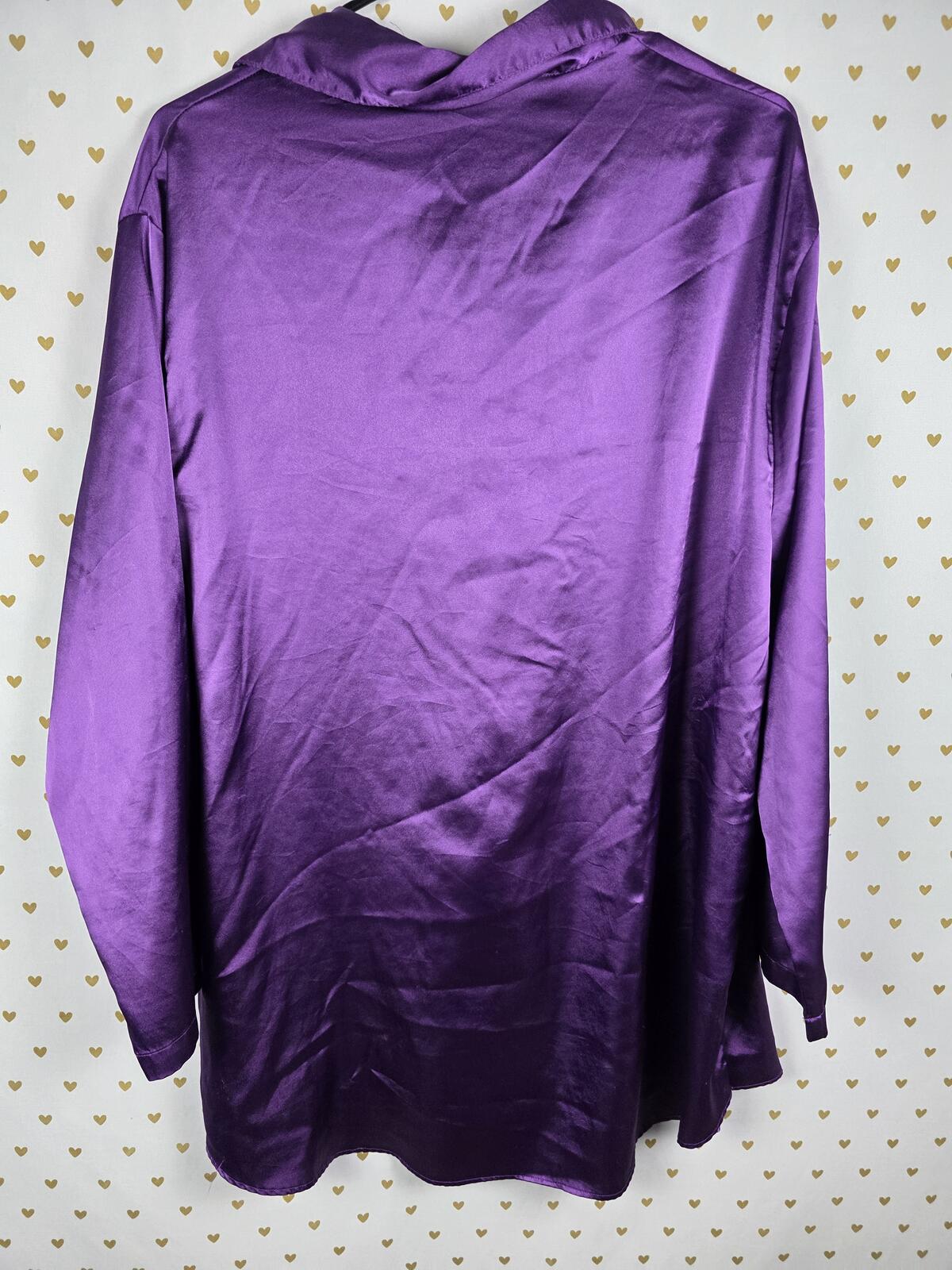 Victorias Secret Large Purple Satin Silky Nightgown Sleep Shirt Long Sleeve