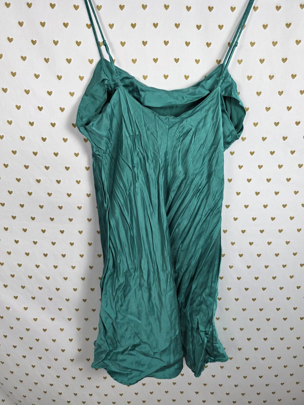 Victorias Secret Vintage Heart Label SILK Slip Dress Nightie Lingerie Green L