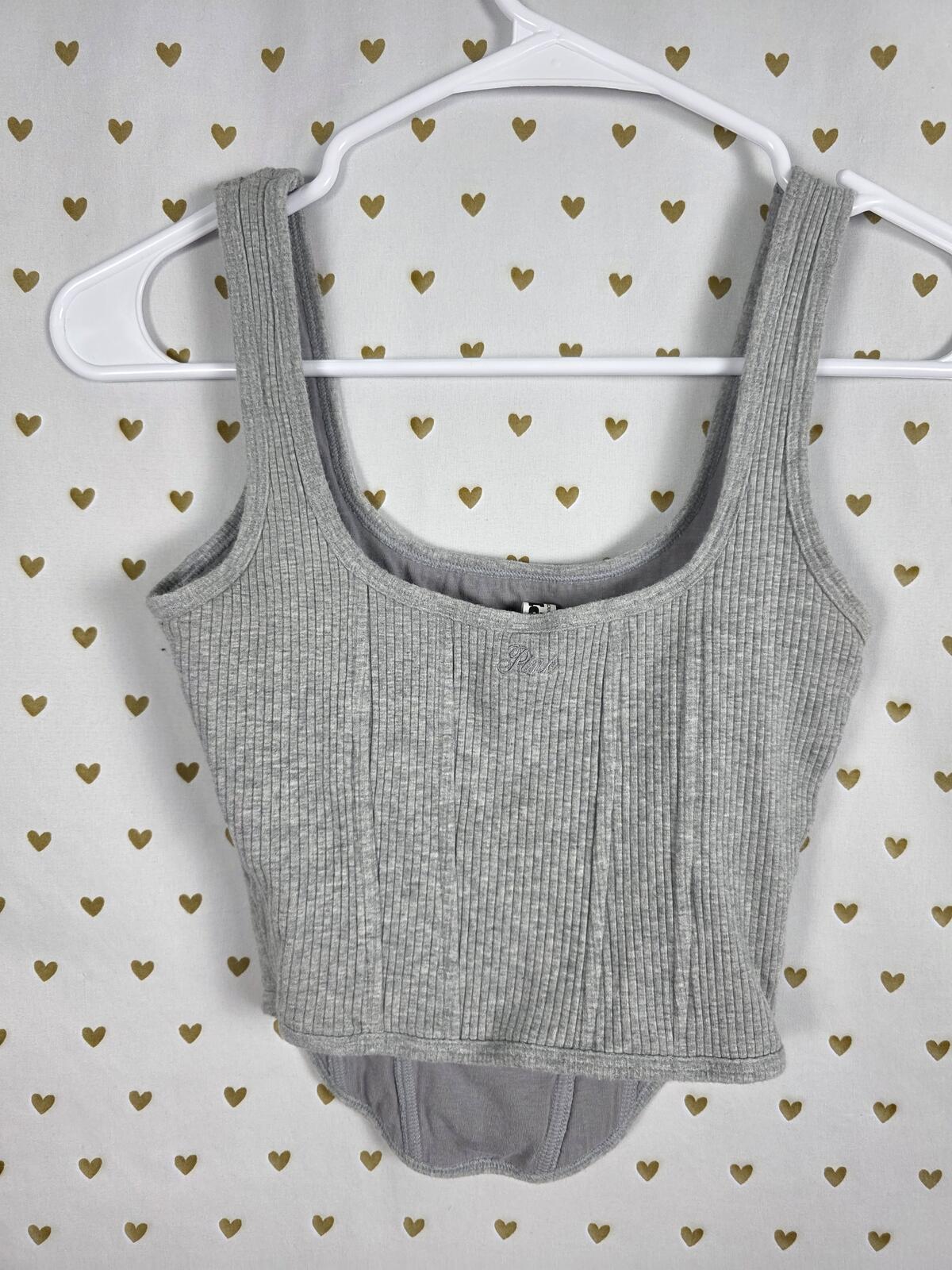 Victorias Secret PINK Ribbed textured Grey Tank Top Small
