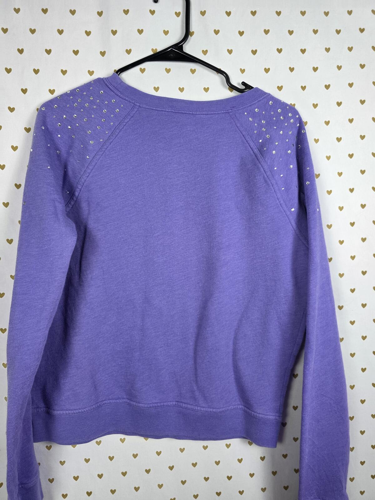 Victorias Secret Pink Purple BLING Shoulder accent rhinestone sweater shirt MED