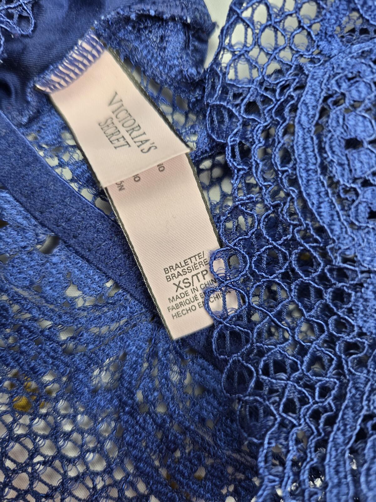 Victorias Secret Blue Lace Sexy XS Bralette Bra Top Tank